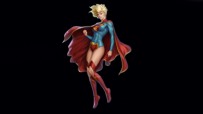 Обои картинки фото рисованные, комиксы, kara, zor-el, supergirl, dc, comics, взгляд, плащ, костюм