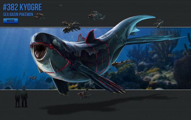 Обои картинки фото аниме, pokemon, морской, люди, арт, силуэты, пасть, плавники, плывёт, рыба, дельфин, покемон