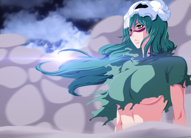 Обои картинки фото аниме, bleach, блич, девушка, нелл, арт, пыль, волосы