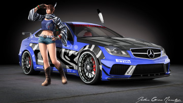 Картинка автомобили 3d+car&girl автомобиль фон взгляд девушка