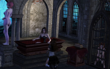 Картинка 3д+графика существа+ creatures девушки вампир склеп