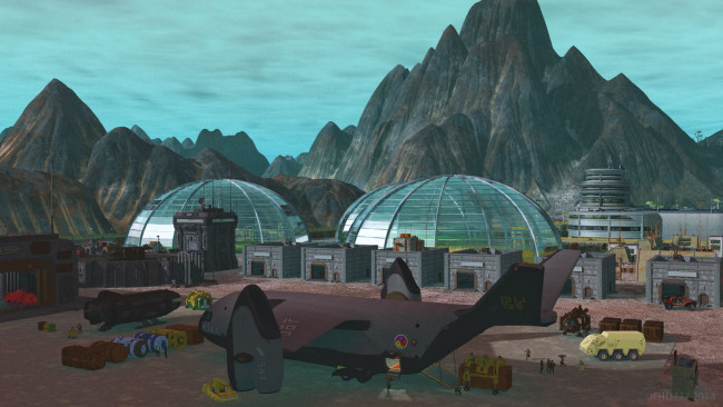 Обои картинки фото 3д графика, фантазия , fantasy, горы, дома