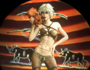 Картинка 3д+графика люди+ people девушка взгляд фон маска