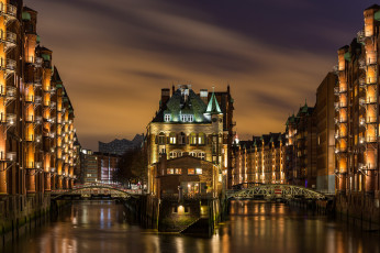 Картинка wasserschloss города -+огни+ночного+города свет ночь