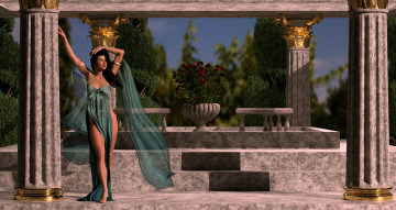 Картинка 3д+графика люди+ people девушка взгляд фон