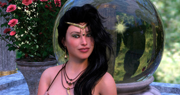 Картинка 3д+графика портрет+ portraits девушка взгляд фон