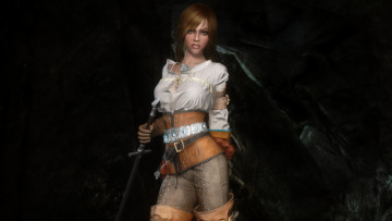 Картинка 3д+графика фантазия+ fantasy фон взгляд девушка оружие