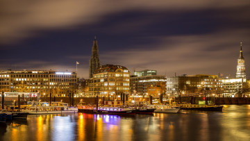 Картинка корабли порты+ +причалы свет ночь