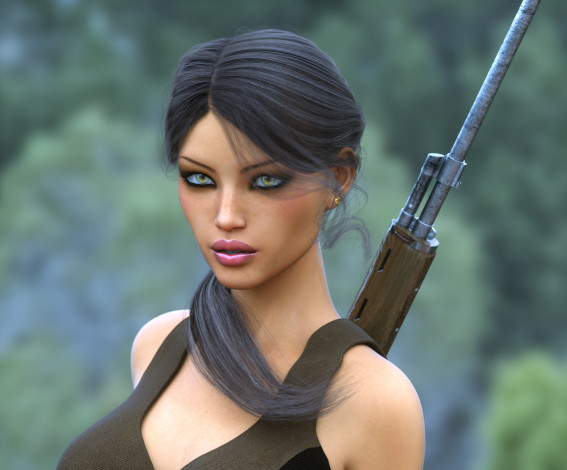 Обои картинки фото 3д графика, люди , people, взгляд, фон, девушка