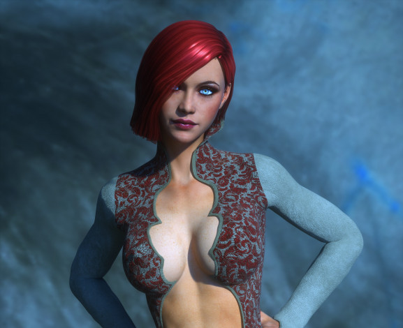 Обои картинки фото 3д графика, люди , people, девушка, взгляд, фон