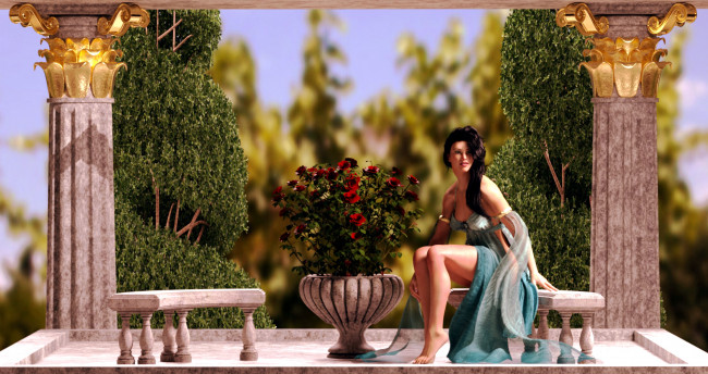 Обои картинки фото 3д графика, люди , people, девушка, взгляд, фон