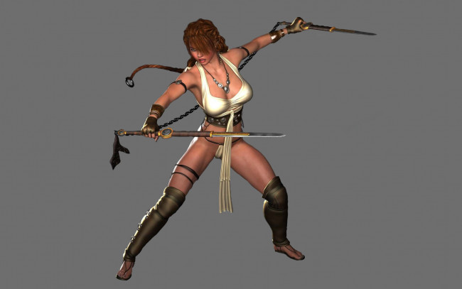 Обои картинки фото 3д графика, амазонки , amazon, девушка, фон, взгляд, меч