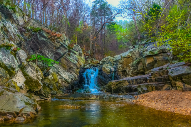 Обои картинки фото природа, водопады, лес, водопад, река