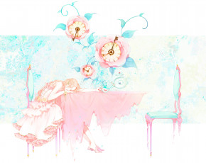 Картинка аниме unknown +другое часы розы девушка moss