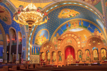 Картинка интерьер убранство +роспись+храма Чикаго украинская католическая парафия религия церковь святых владимира и ольги сша иллинойс