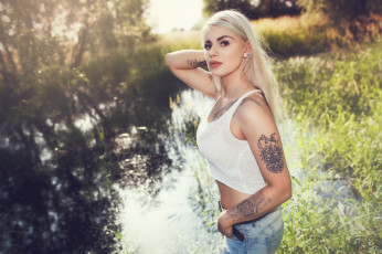 Картинка девушки -unsort+ блондинки блондинка фон взгляд девушка