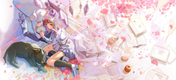 Картинка аниме животные +существа кошка собака девочка