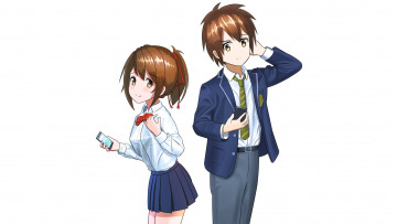 Картинка аниме kimi+no+na+wa девушка взгляд фон