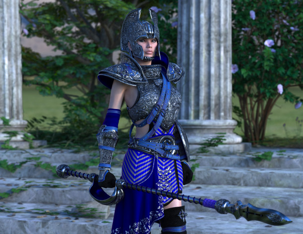 Обои картинки фото 3д графика, амазонки , amazon, девушка, фон, взгляд