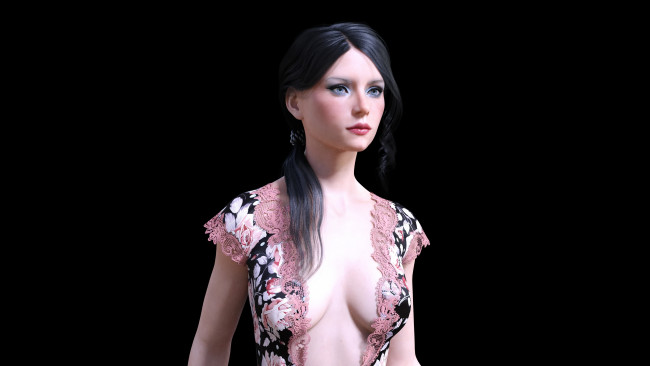 Обои картинки фото 3д графика, люди , people, взгляд, девушка, фон