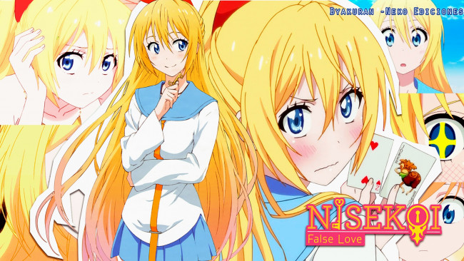 Обои картинки фото аниме, nisekoi, фон, взгляд, девушки