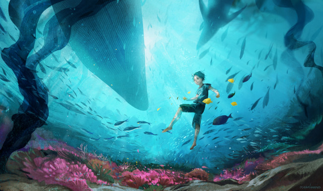 Обои картинки фото аниме, животные,  существа, oceanleaves