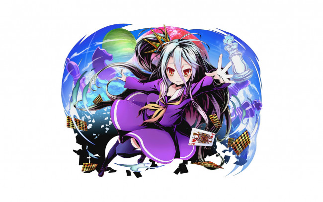 Обои картинки фото аниме, no game no life, взгляд, фон, девушка