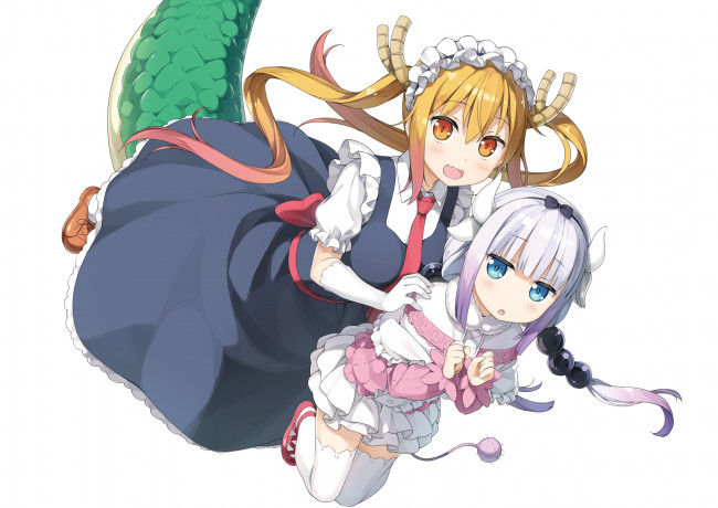 Обои картинки фото аниме, kobayashi-san chi no maid dragon, tooru, kamui, kanna