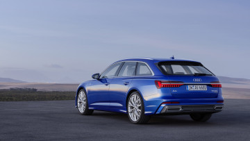 Картинка 2018+audi+a6+avant автомобили audi ауди avant a6 синий 2018 rear view