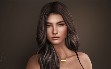 Картинка 3д+графика портрет+ portraits фон девушка лицо взгляд волосы