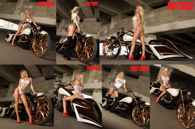 Обои картинки фото мотоциклы, мото с девушкой, девушки