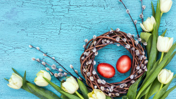 Картинка праздничные пасха тюльпаны