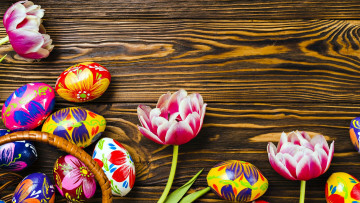 Картинка праздничные пасха тюльпаны писанки
