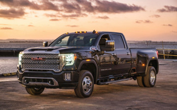 Картинка 2019+gmc+sierra+3500+hd+denali автомобили gm-gmc американские внедорожники пикап черный 2019 gmc sierra 3500 hd denali фары