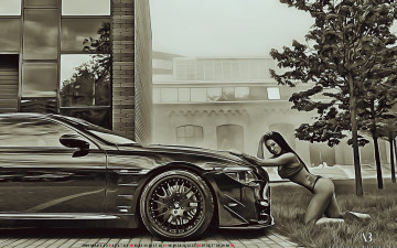 Картинка календари компьютерный+дизайн улица машина девушка модель