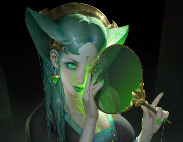 Обои картинки фото фэнтези, девушки, зеленые, глаза