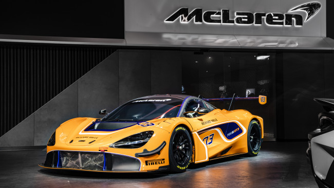 Обои картинки фото 2019 mclaren 720s gt3, автомобили, mclaren, 2019, 720s, gt3, желтый, макларен, спорткар