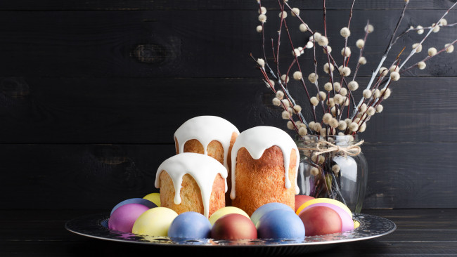 Обои картинки фото праздничные, пасха, праздник, верба, кулич, яйца