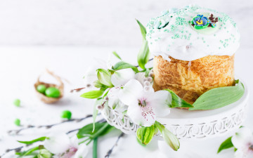 обоя праздничные, пасха, цветы, праздник, кулич