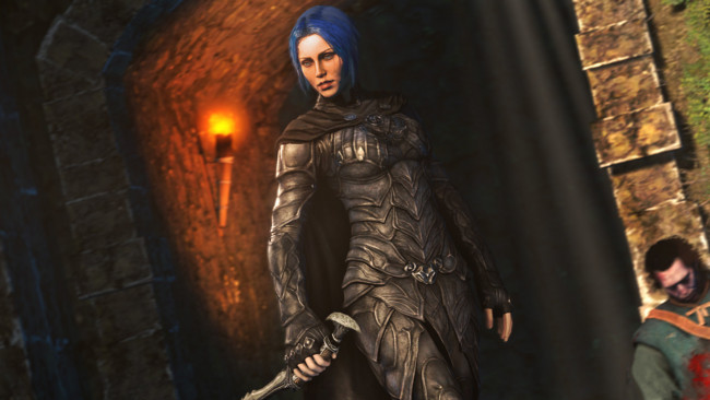 Обои картинки фото 3д графика, амазонки , amazon, девушка, фон, взгляд, униформа, кинжал