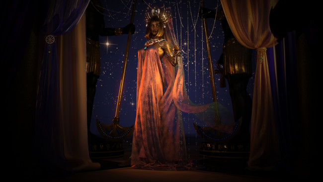 Обои картинки фото 3д графика, история , history, девушка, фон, взгляд, топор