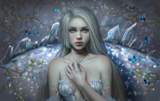 Обои картинки фото фэнтези, девушки, девушка, фон, взгляд