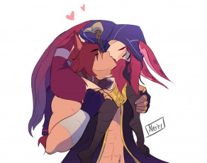 Картинка видео+игры league+of+legends xayah sett поцелуй