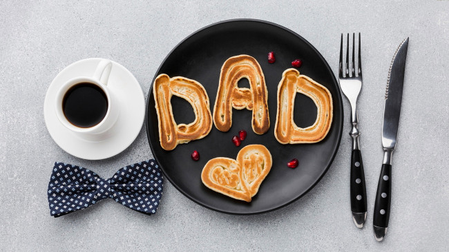 Обои картинки фото праздничные, день отца, кофе, бабочка, надпись