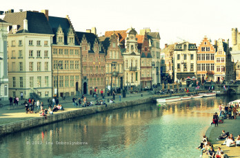 Картинка гент бельгия города улицы площади набережные здания канал улица набережная