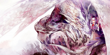 Картинка аниме -animals посох рога парень azalea дракон арт