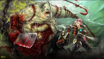 Картинка видео+игры league+of+legends арт pudge league of legends тесак монстр оружие dota 2 девушка vi