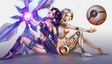 Картинка видео+игры league+of+legends сидят робот девушка