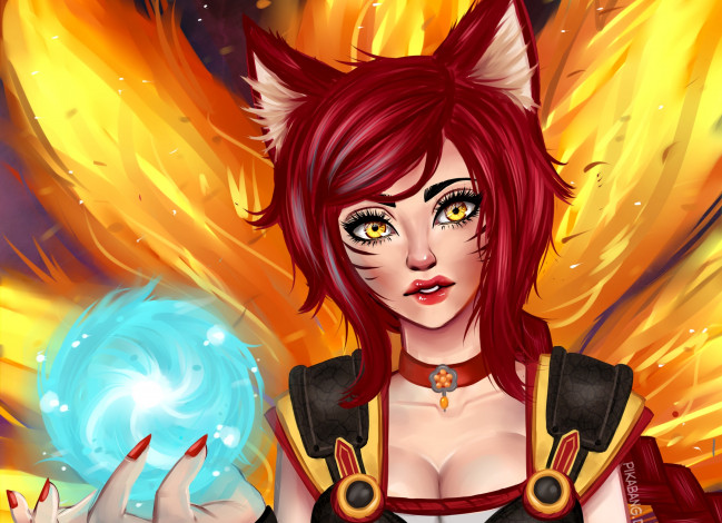 Обои картинки фото видео игры, league of legends, магия, firefox, ахри, ahri, league, of, legends