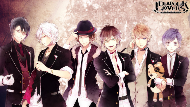 Обои картинки фото аниме, diabolik lovers, diabolik, lovers, парни, sakamaki, reiji, ayato, kanato